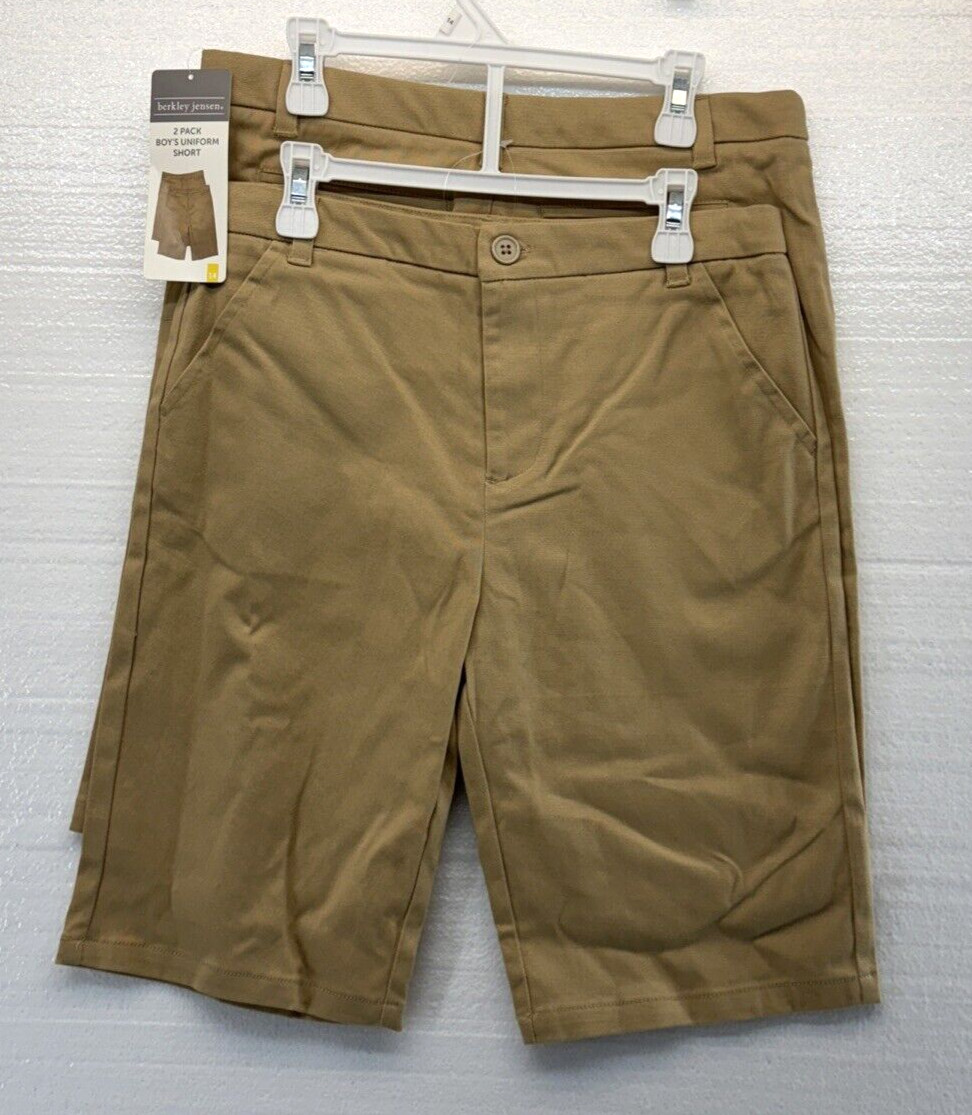 Berkley Jensen Youth Boy’s 2-Pack Performance Uniform Shorts, Khaki, Sz-14