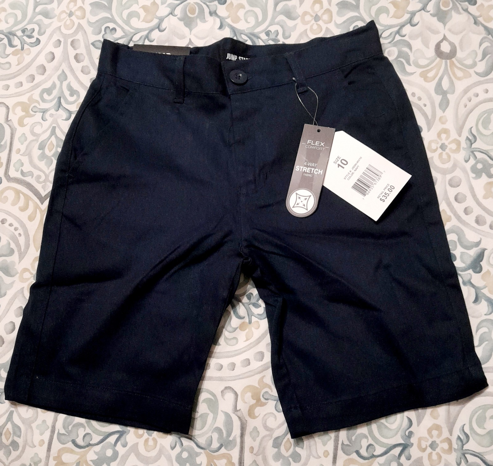 Jump Start Boys’ Navy Uniform Shorts Size 10 Set of 2 Flex Comfort