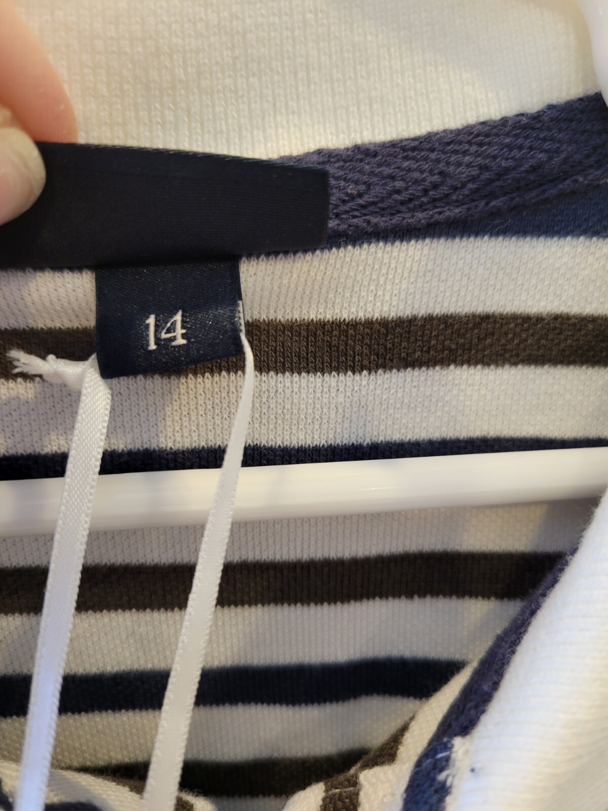 Brums Milano Uniform Polo White/brown/navy Stripe Shirt Size 14 NWT long-sleeved