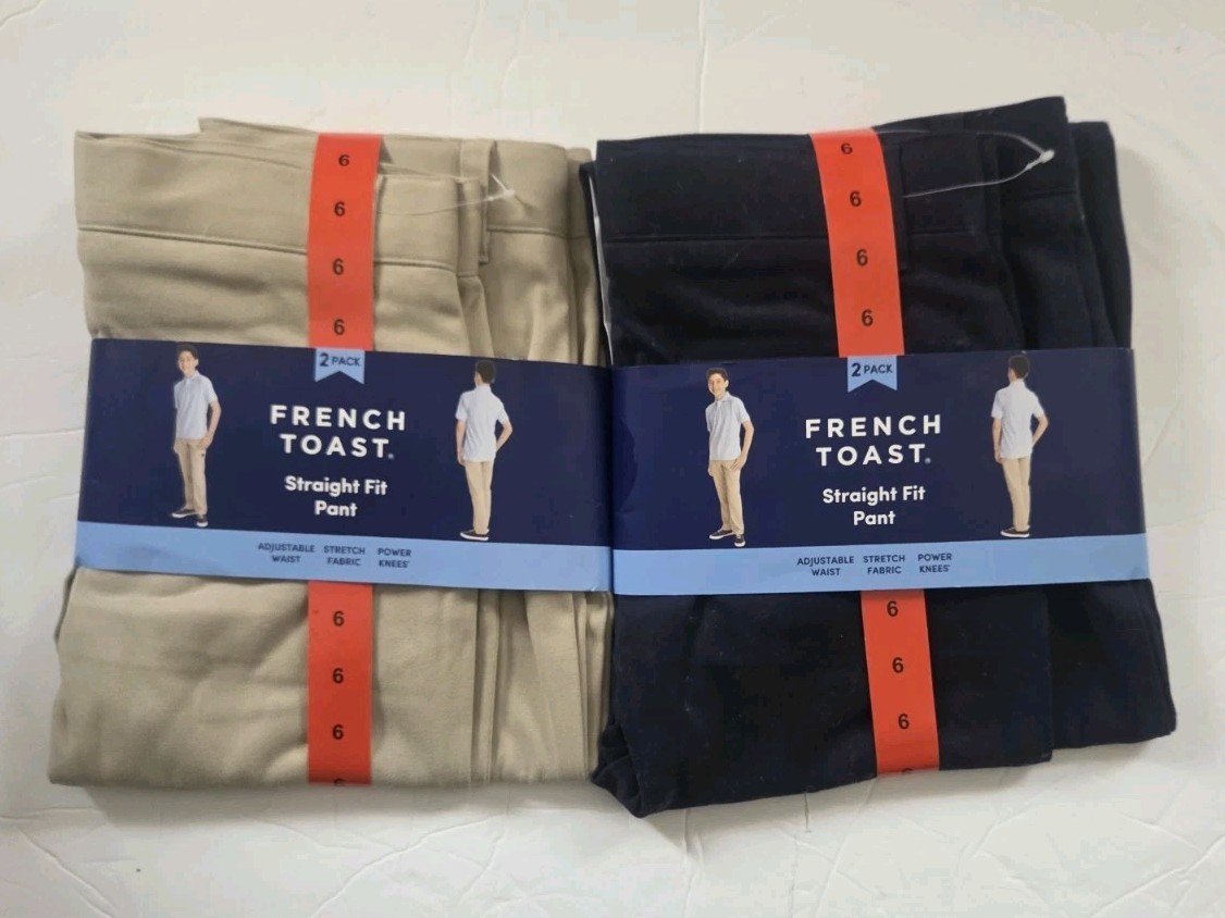 NWT French Toast Boys Size 6 Straight Fit School Uniform Pants Khaki & Navy # 4
