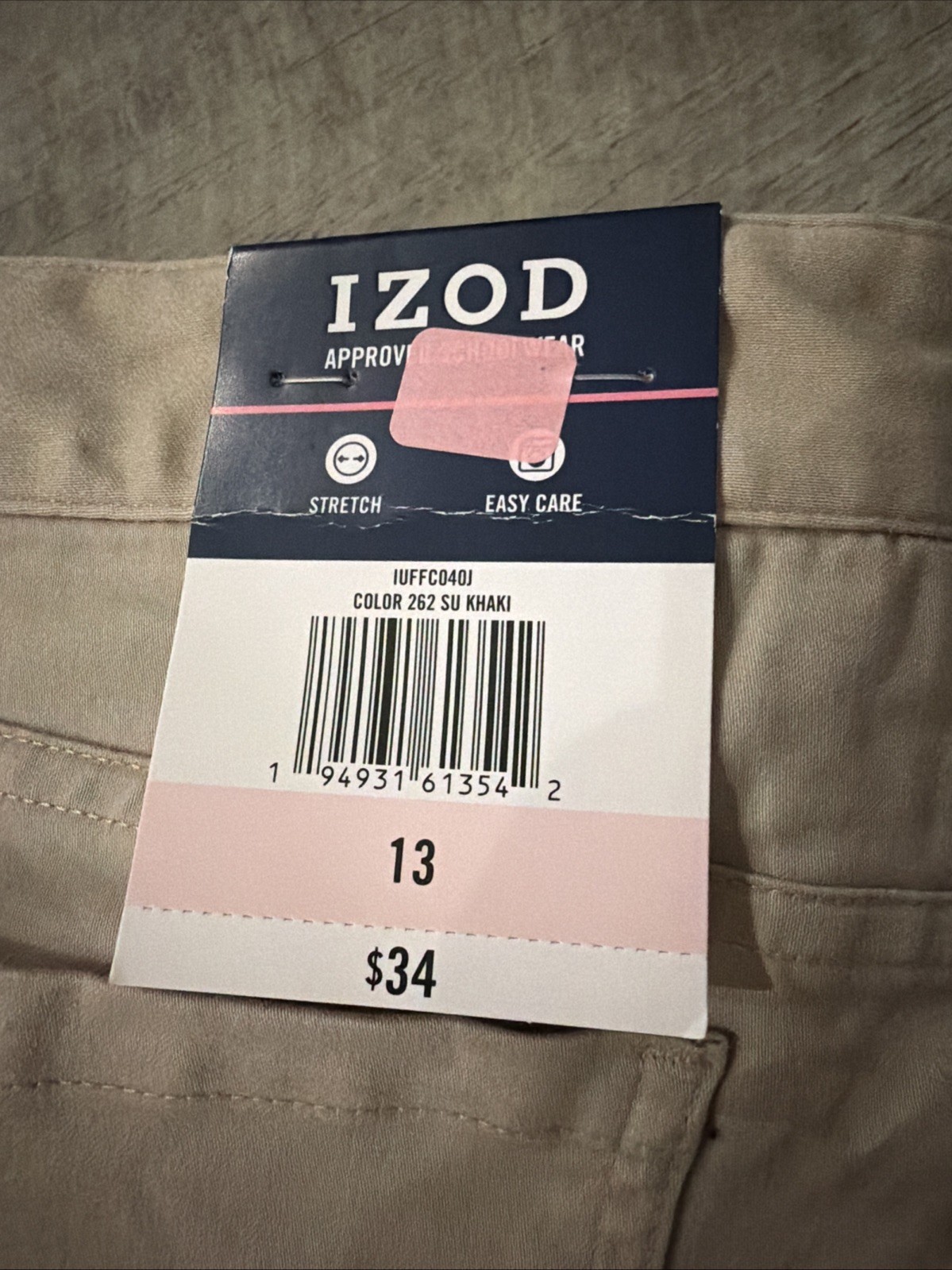 Izod Approved Schoolwear Size 13 Khaki Shorts Skinny Stretch Bermuda New