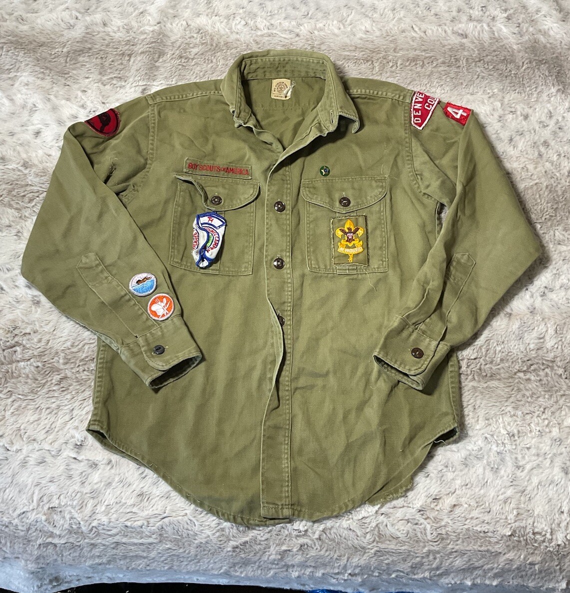 True Vintage Boy Scouts Denver Colorado Rare Patch Outdoor USA Uniform Shirt