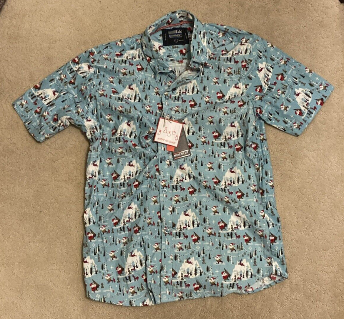 Monument 100% Cotton Boys’ Large Button-Down Christmas Shirt