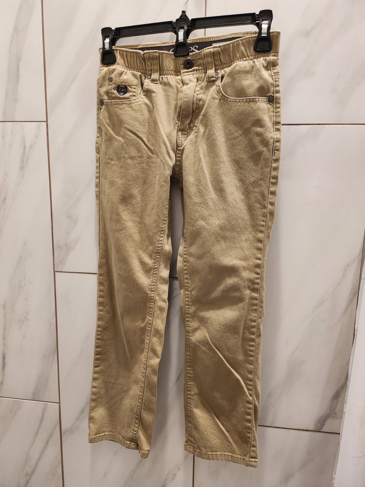 Chaps Pants,Boys 8, Slim Fit,Khaki School Uniform,Stretch Waist Playground Tough