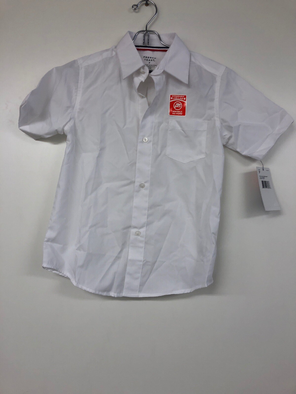 French Toast Boys Short Sleeve Classic Dress Shirt, Size 7, White