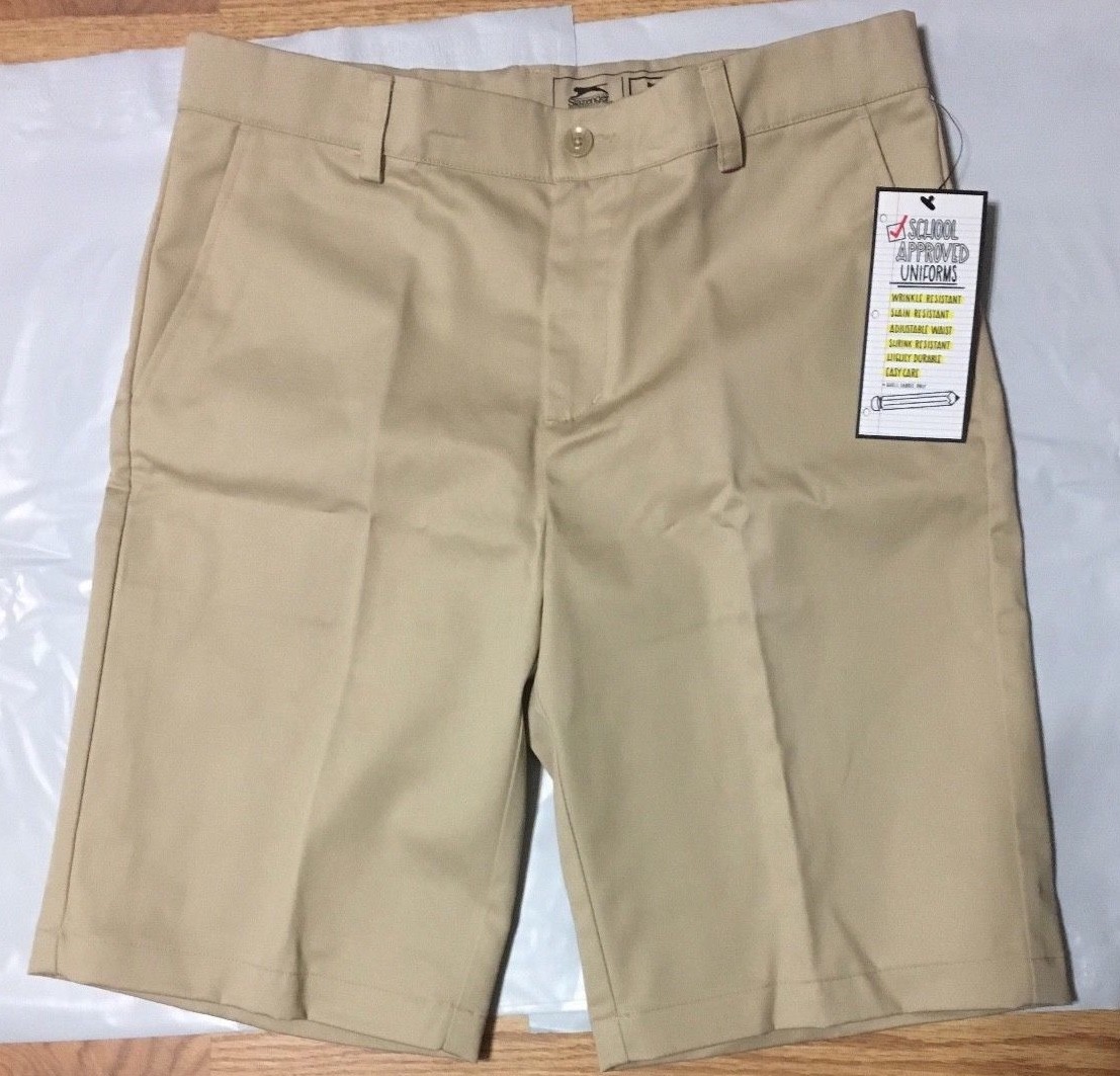 Slazenger School Uniform Boys Shorts, Stain Resistant Khaki, Size L,YBU401