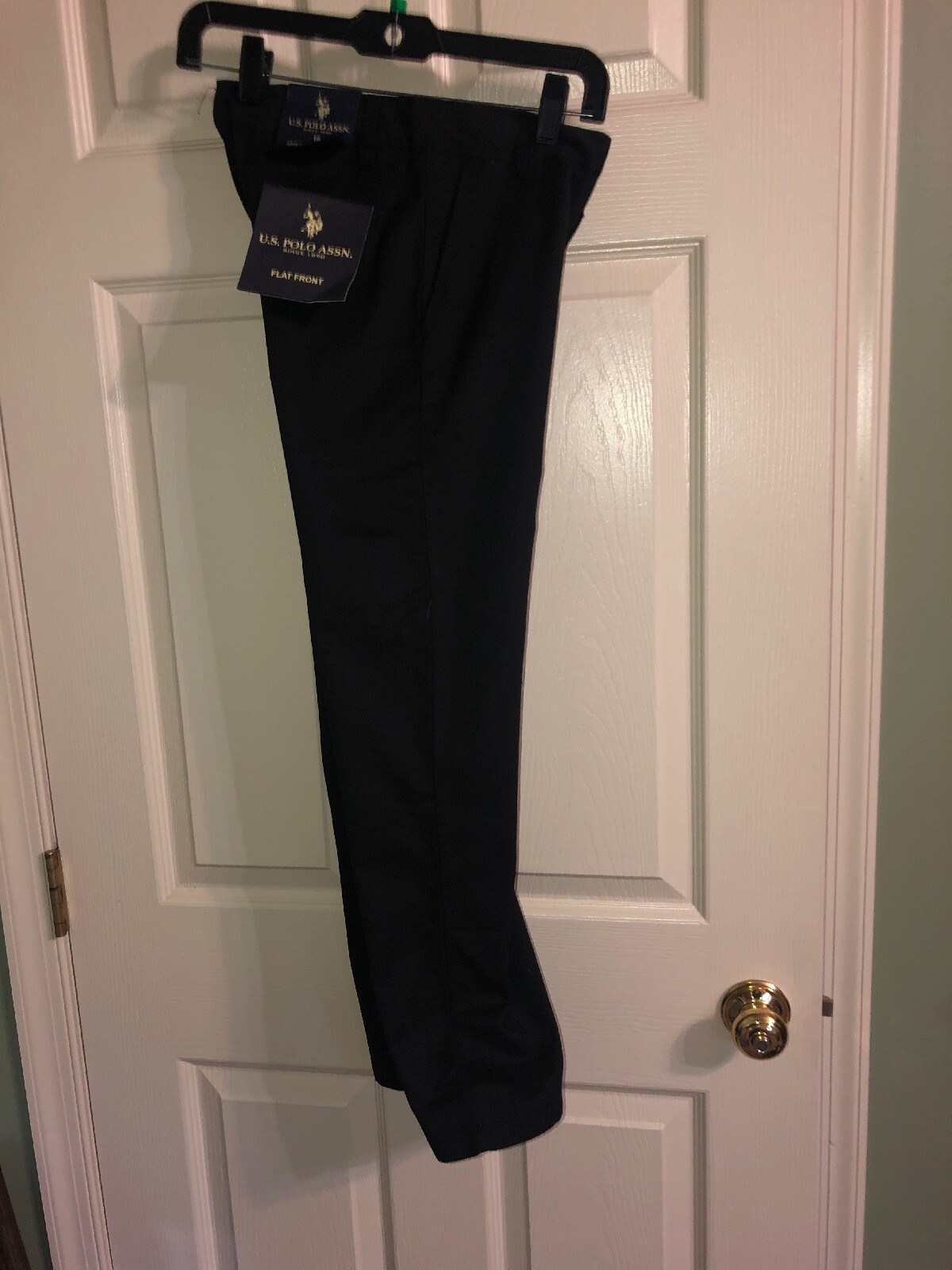U.S POLO ASSN. School Uniform Flat Front Pants Boys 10 Blk ADJUSTABLE WAIST NWT