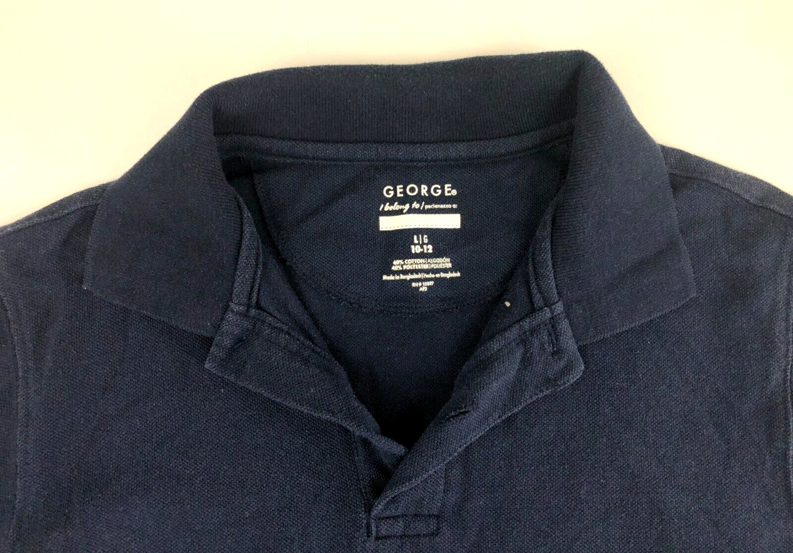 George Boys Polo Shirt Youth(10-12) Size L Blue School Uniform Short Shirt
