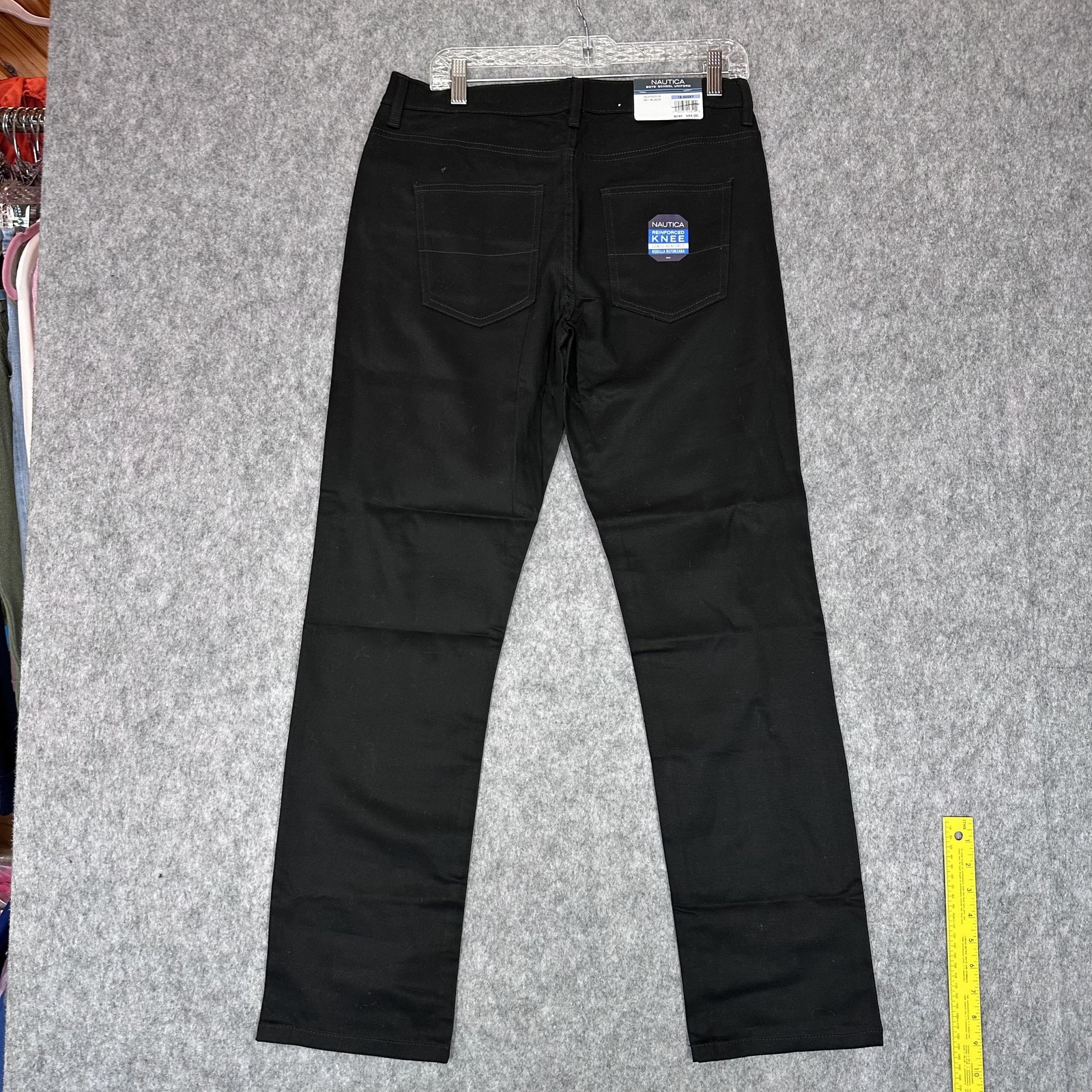 Nautica Pants Boys 18 Husky Black School Uniform Adjustable Waist Stretch