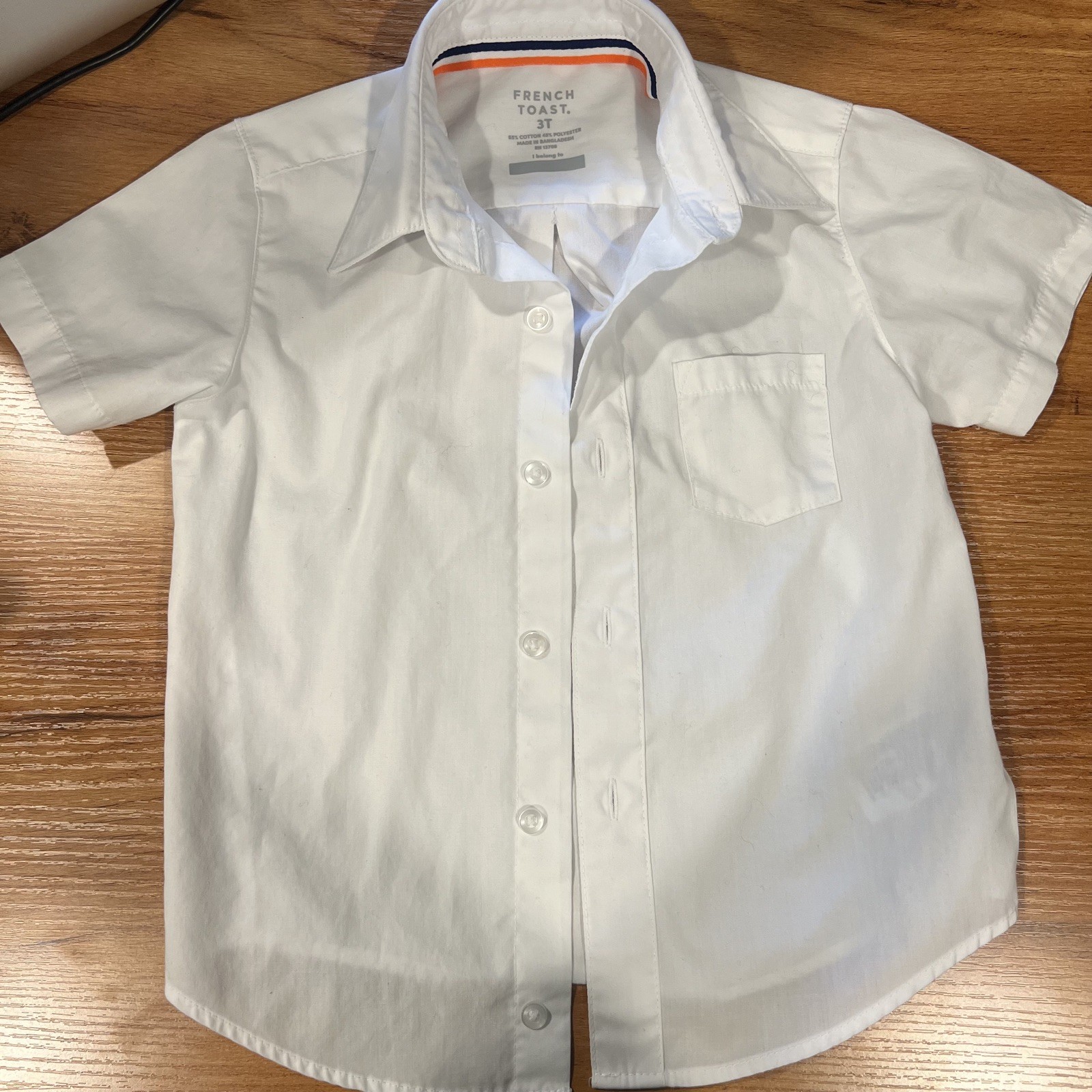 French Toast Boys School Uniform Short Sleeve Button-Up Dress Shirt Size 3T