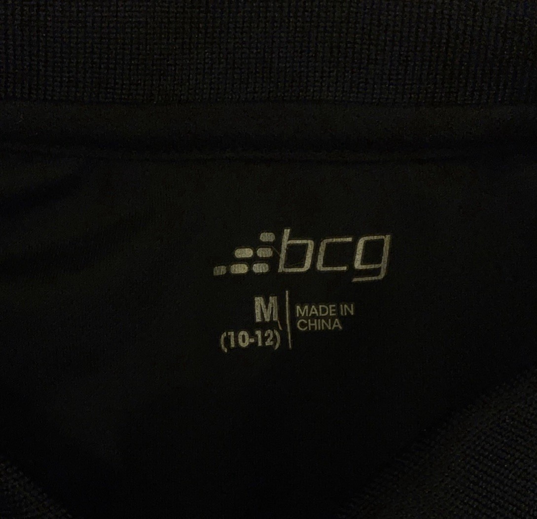 BCG Boys Dry Fit Polo Shirt Black Sz Medium 10/12 Pit 2 P 15” Shoulder 2 W 21.5”