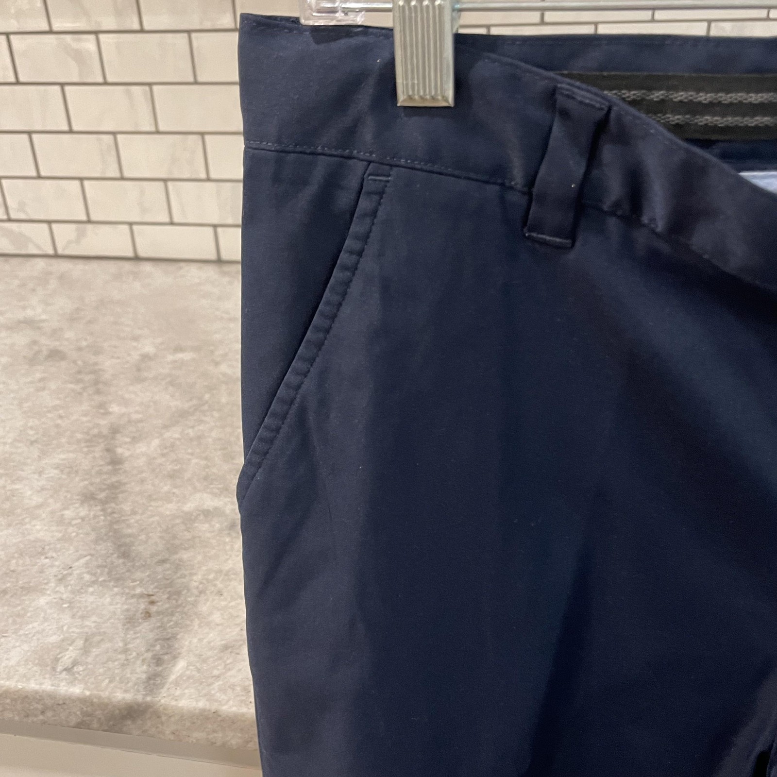 Lands End Pants Boys 16 Husky Navy Chino Uniform Flat Front School Dress