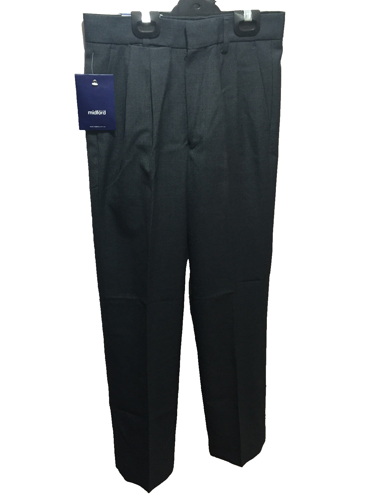 BNWT Mens Sz 6 Midford Brand Dark Grey Pleat Wool Blend Pants T580M-BSHA 92cm