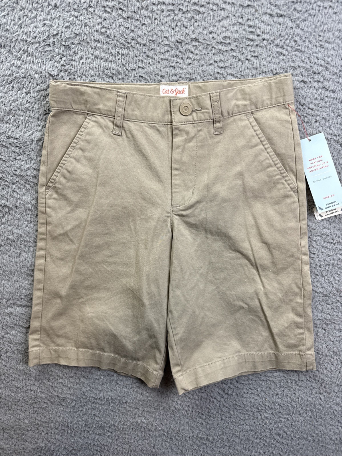 Cat & Jack Boys Youth 8 Khaki Flat Front School Uniform Chino Shorts