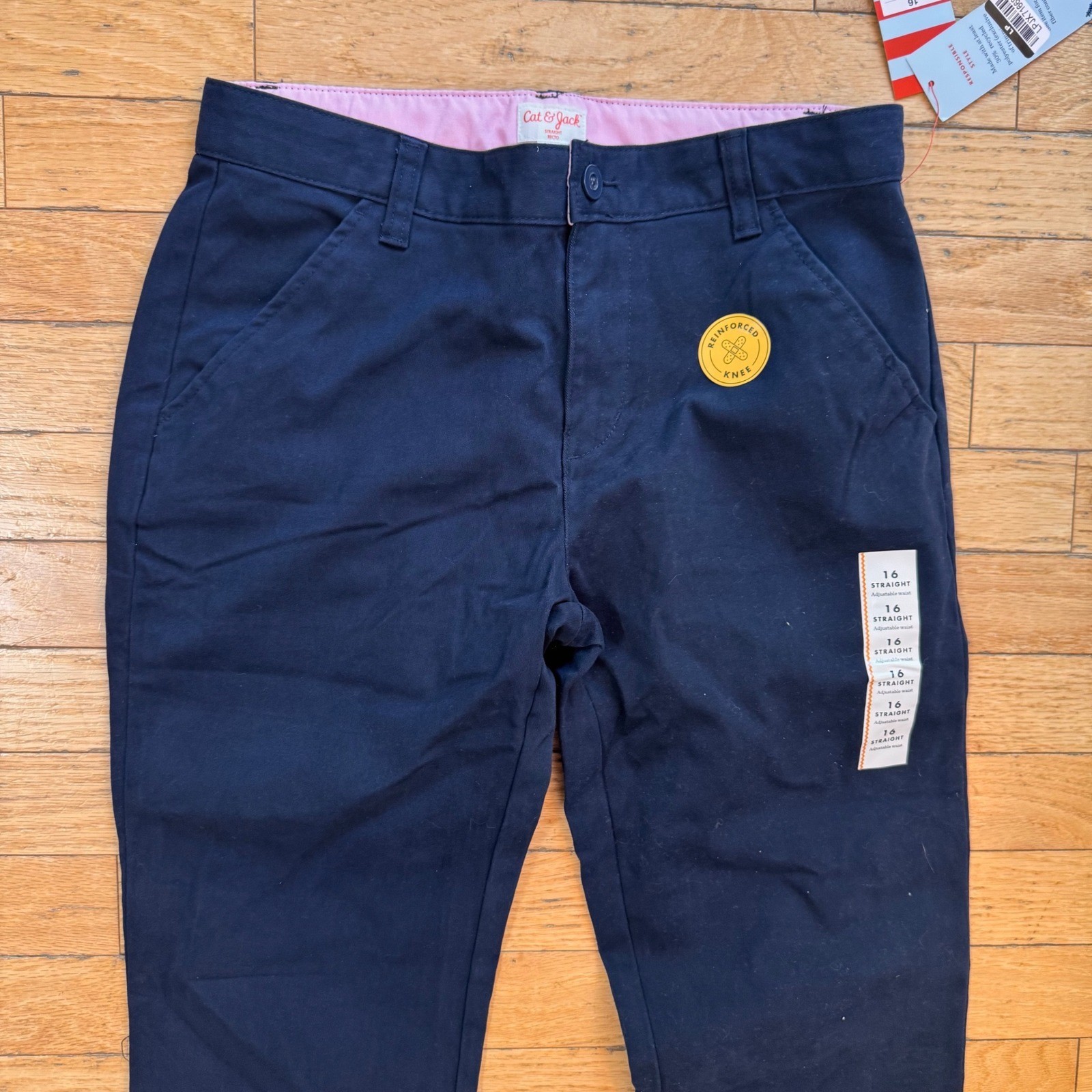 Cat & Jack Girls Navy Blue Straight Leg School Uniform Pants Reinforced Knee 16