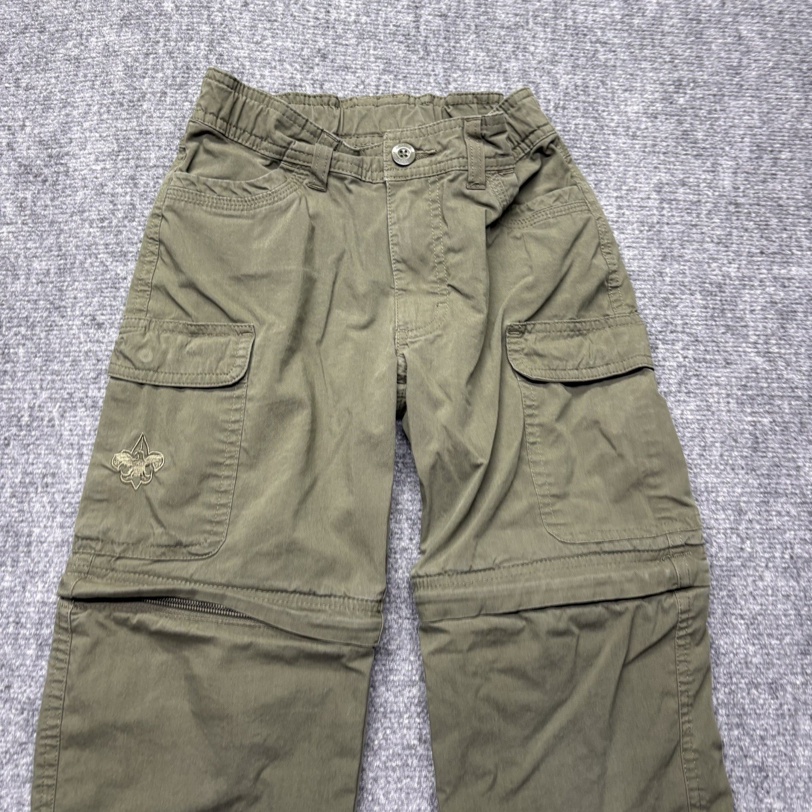 Boy Scouts Of America Cargo Pants Youth 8 Green Switchback Convertible Unhemmed
