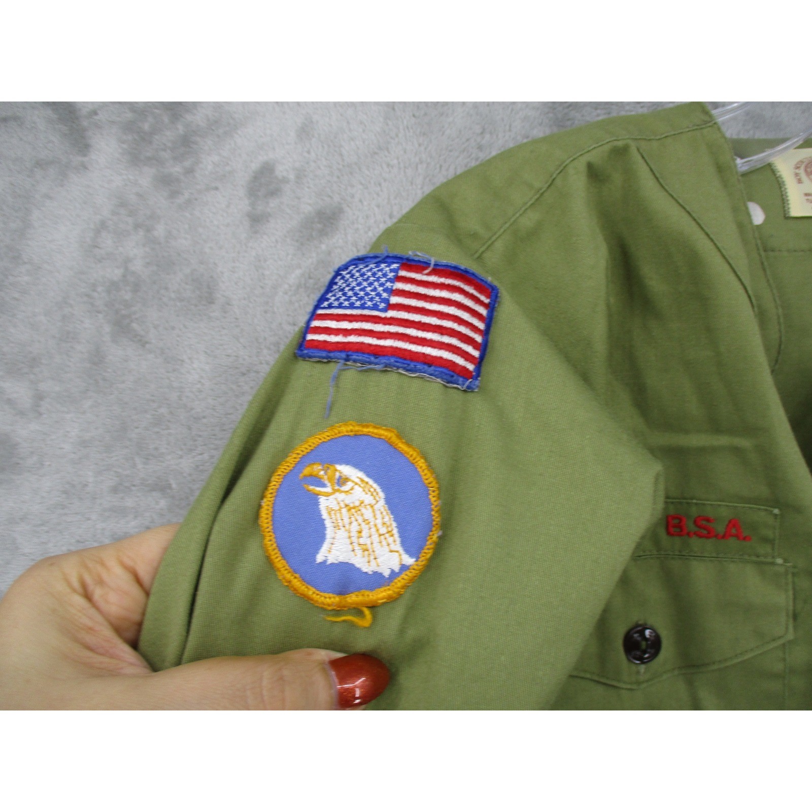 Vintage Boy Scouts of America Shirt Boys Large Official Uniform Patches 60s NY