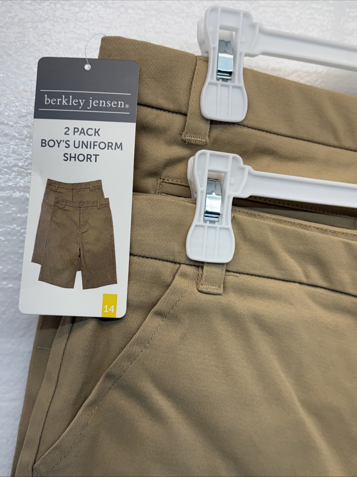 Berkley Jensen Youth Boy’s 2-Pack Performance Uniform Shorts, Khaki, Sz-14