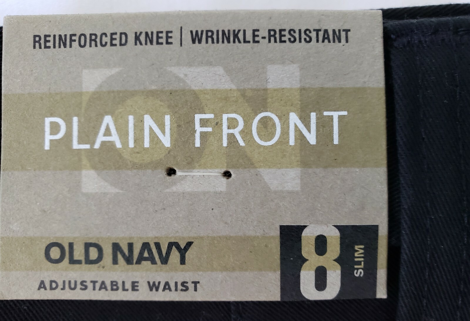 OLD NAVY BOYS BLACK PLAIN FRONT BUILT-IN FLEX PANTS – SIZE 8 SLIM A9/9