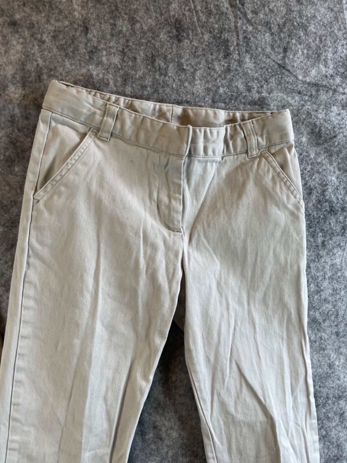 2 Pair-Boys George & Crazy Sz 10 khaki flat front adjust waist uniform pants