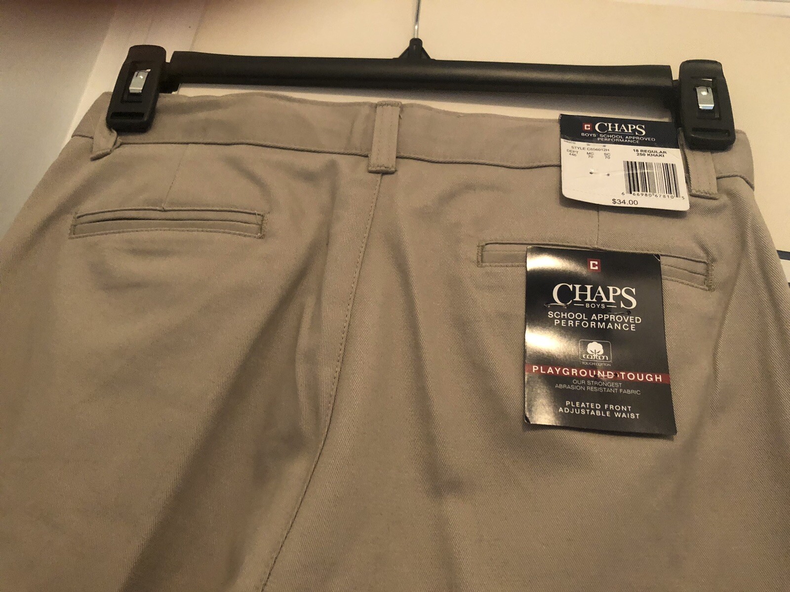 Chaps Boys’ School Approved Performance Khaki Pants Size 18 Reg