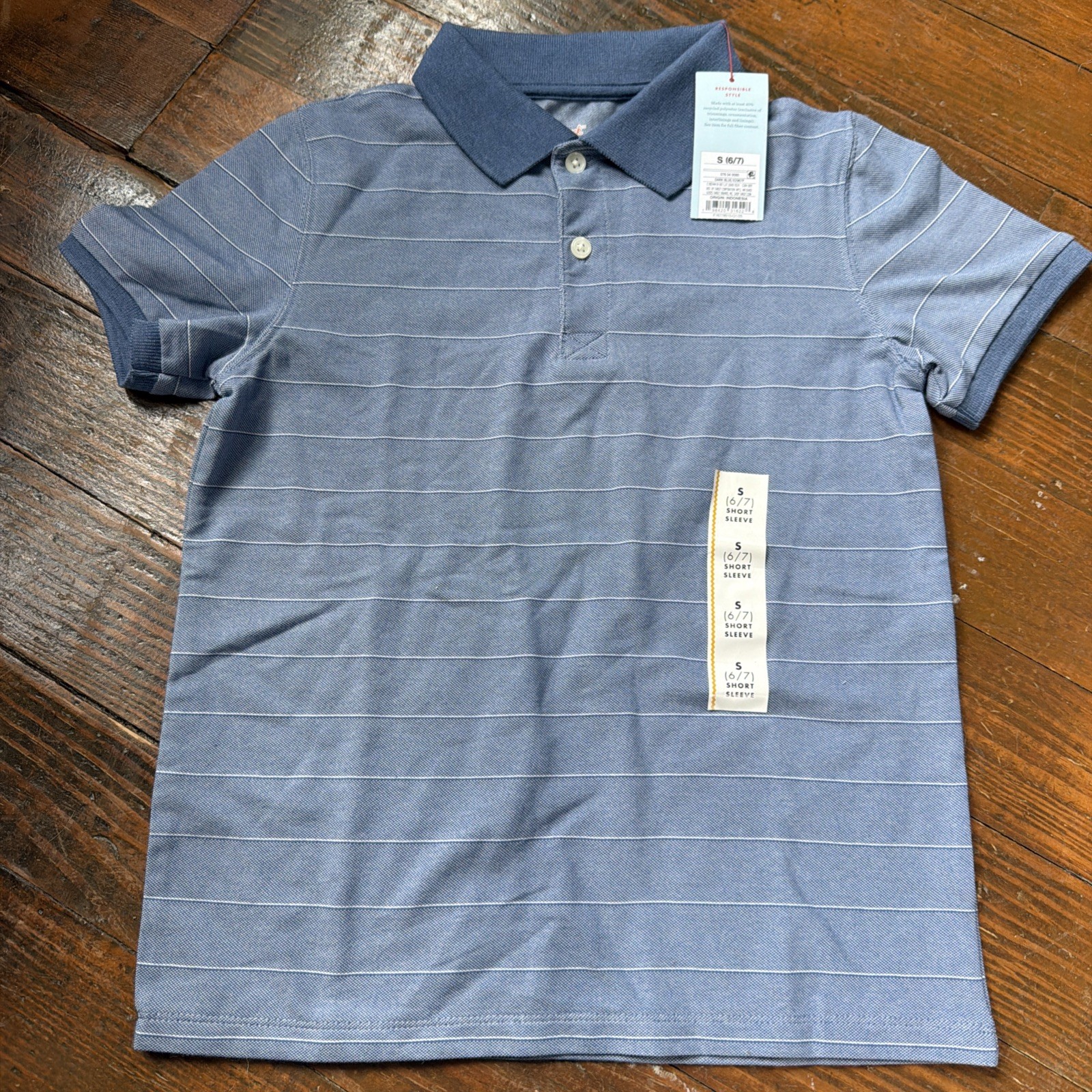 Cat & Jack Boys Light Blue Short Sleeve School Uniform Polo Shirt S 6/7 New