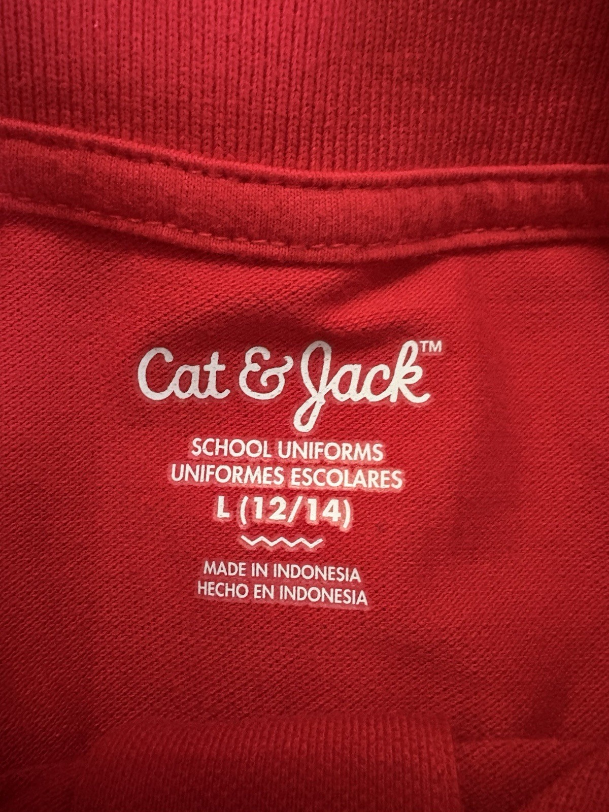 Cat & Jack Polo Shirt Boys Large Red No-Roll Collar Wicking School Uniform NWT