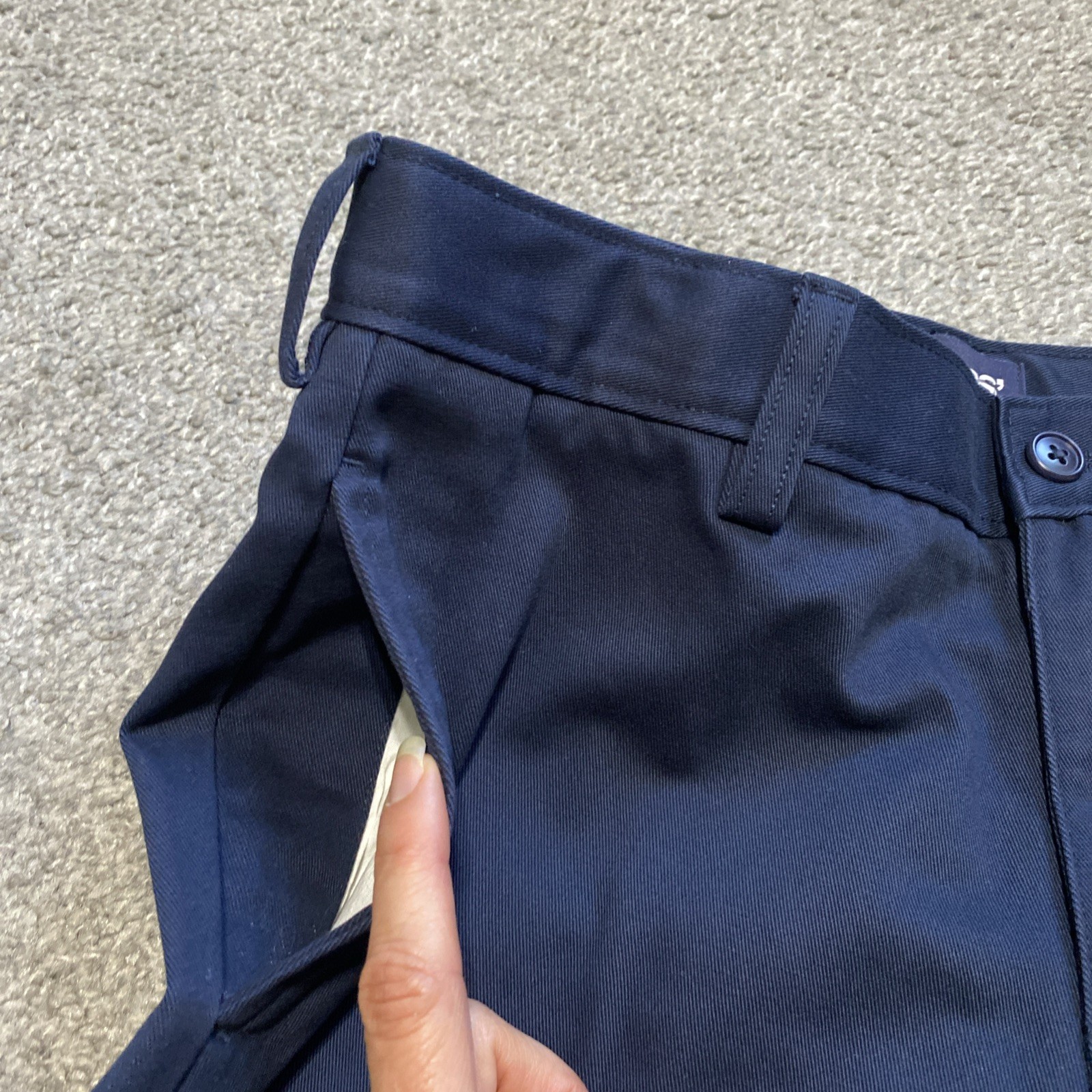Lands End School Uniform Shorts Boys 10H Husky Navy Blue Flat Adjustable NEW