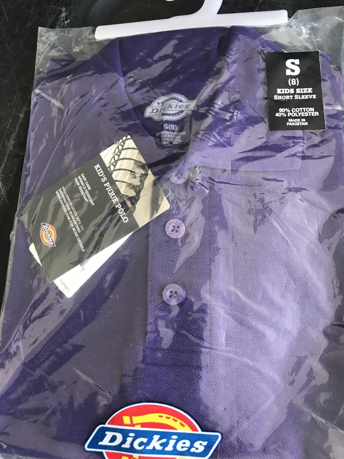 Dickies Kids Short Sleeve Polo Shirt Uniform Purple Size Small Size 8