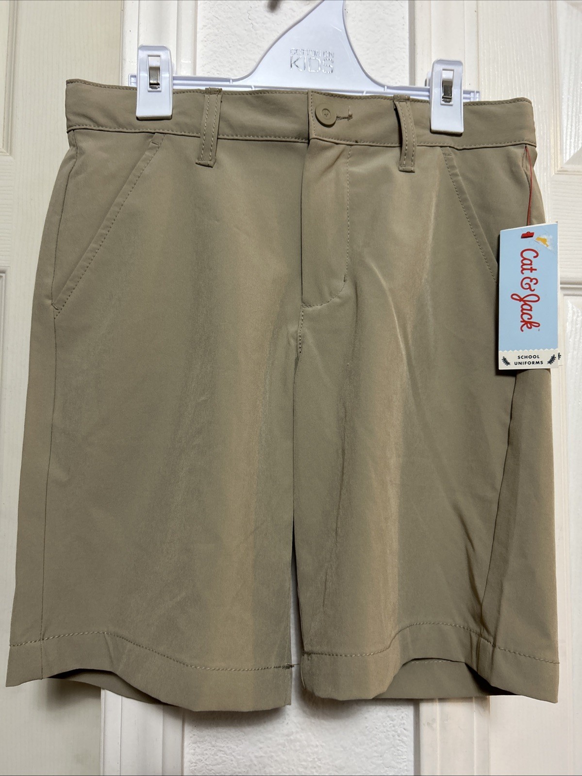 NWT Cat & Jack Boys Youth 12 Khaki Flat Front School Uniform Chino Shorts