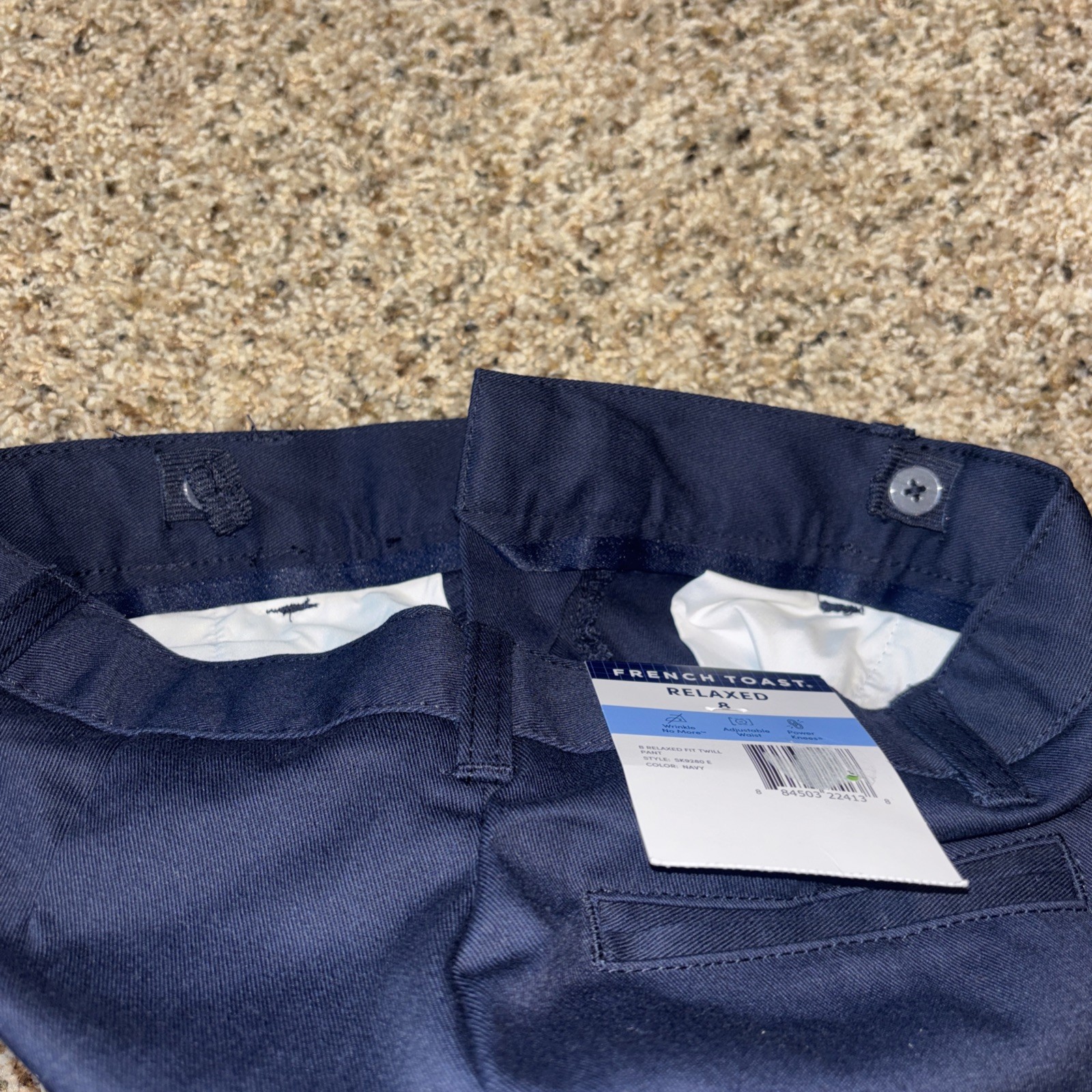 New With Tags French Toast School Uniform Size 8 Relaxed Navy Pants W/Adj Waist