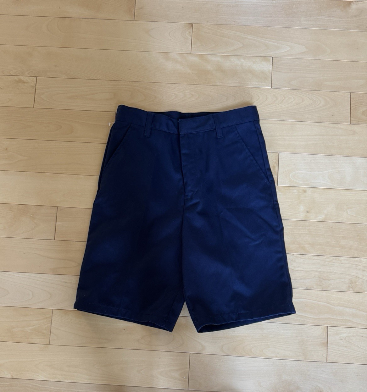 1 Boys Navy Flat Front Twill Chino School Uniform Shorts Adjust Waist SIZE 14Reg
