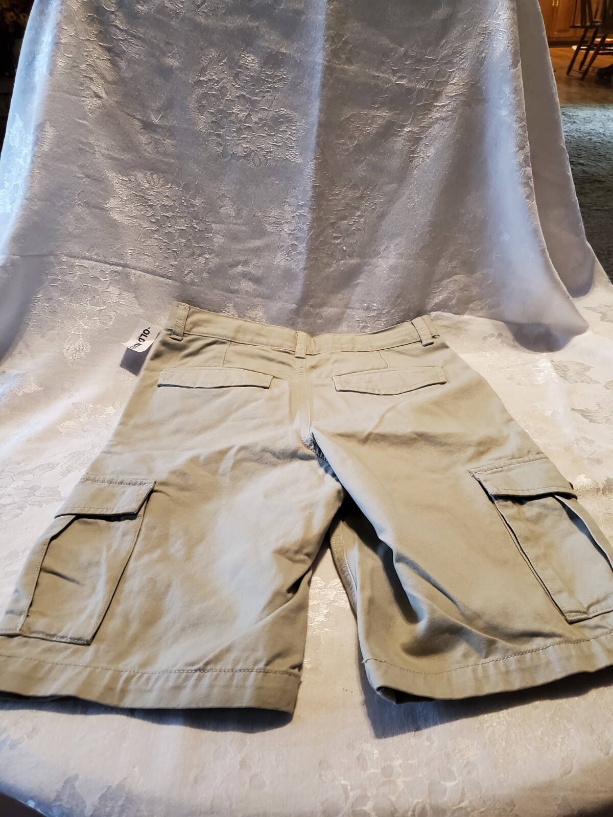 OLD NAVY Youth Boys Size 12 Khaki/Beige Cargo Shorts Adjustable Waist NWT *Spots