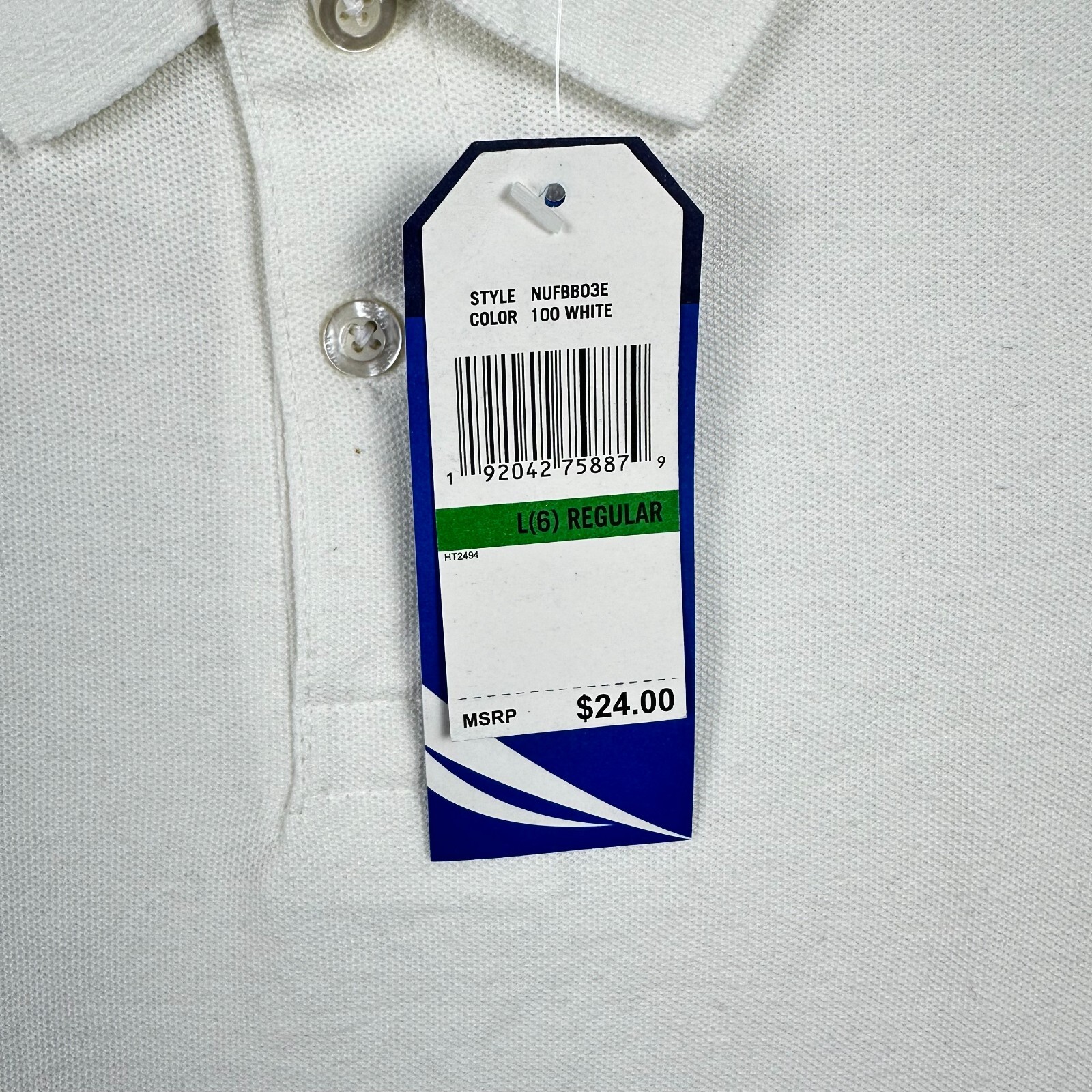 Nautica Boys Big School Uniform Short Sleeve Polo Shirt Button Closure Pique Wht