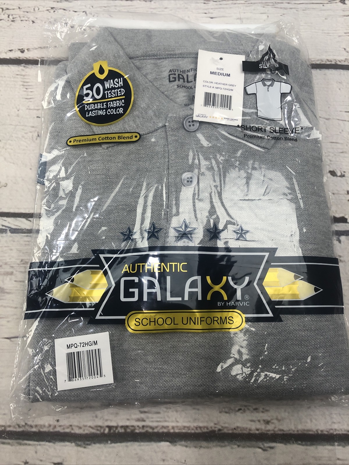 4 Galaxy School Uniform Short Sleeve Polos – Burgundy – Blue -Black -Gray Sz M