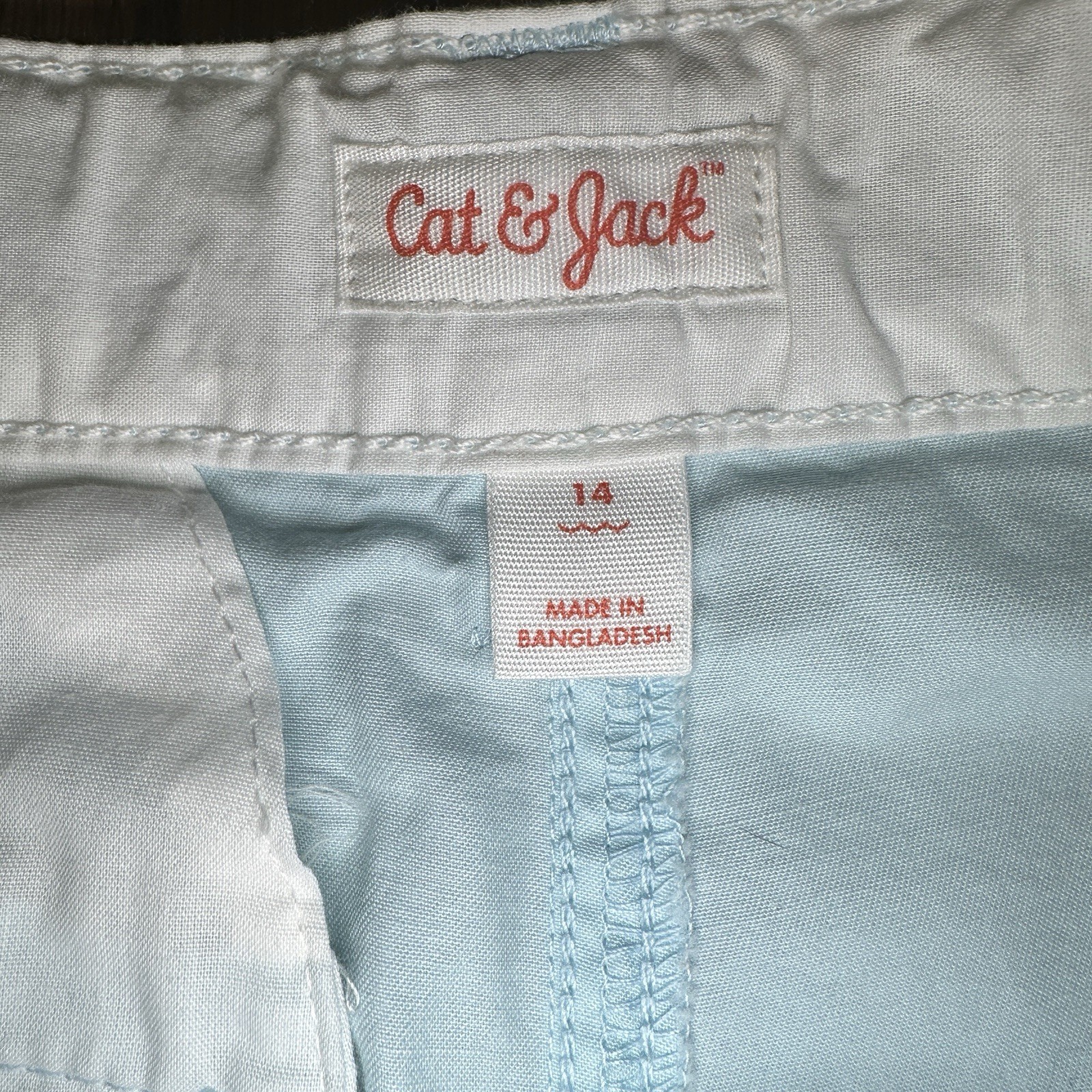 Boys Flat Front Shorts Sz 14 Light Blue Adjustable Waist Uniform NWT