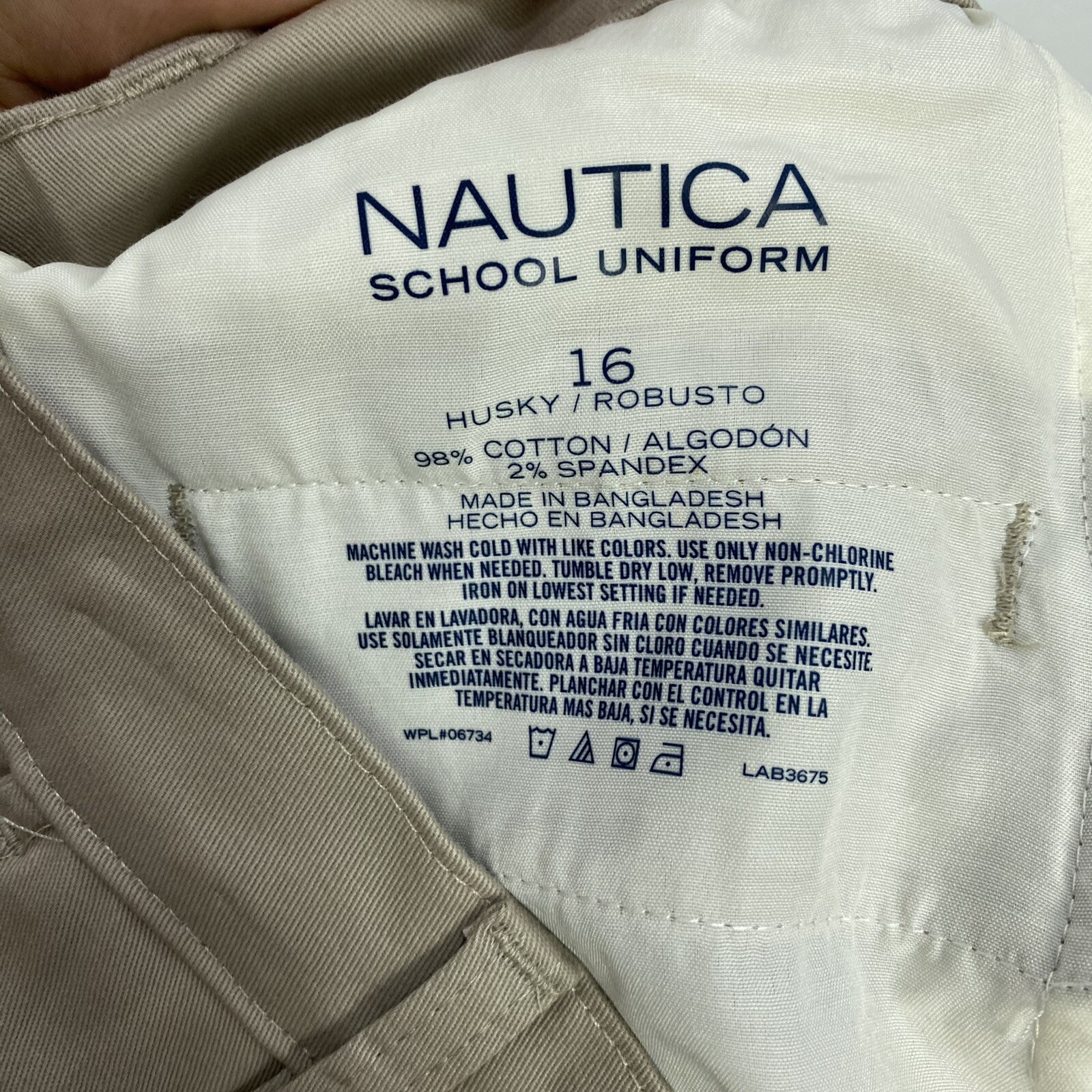 Nautica Uniform Khakis Formal Pants Boys Youth Size 16 Husky Basic New