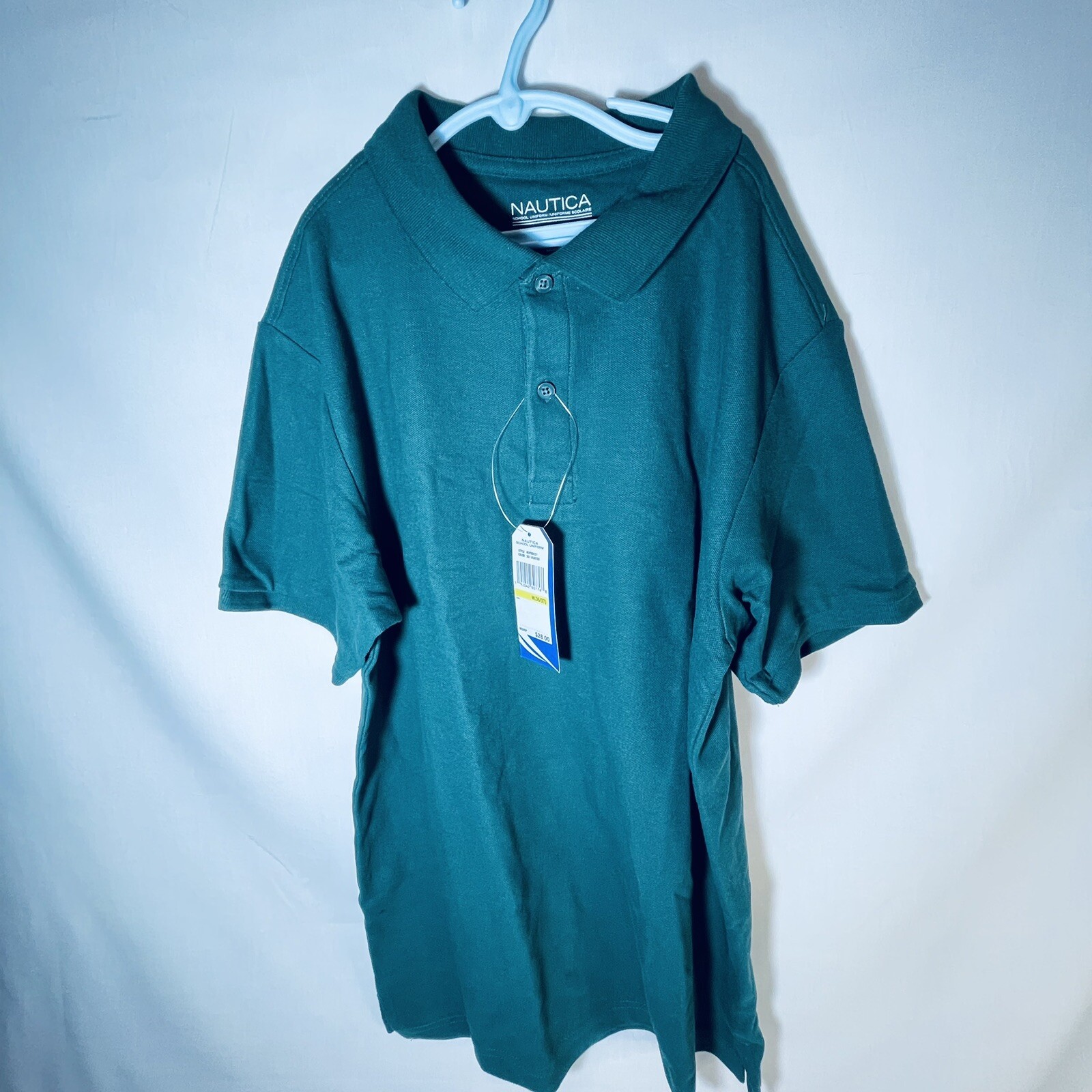 New Nautica Boy’s School Uniform Polo Shirt M (36/37) Hunter Green