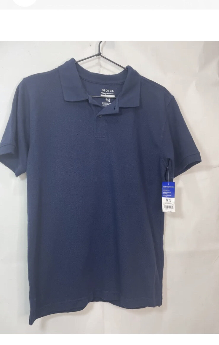 George Boys Navy Blue XL 14 -16 Short Sleeve Polo Uniform Shirt