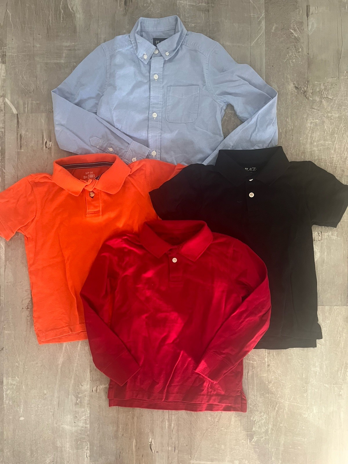 Lot of 4 Shirts Children’s Place Sz 5/6 Boys Red Blue Black Orange EUC