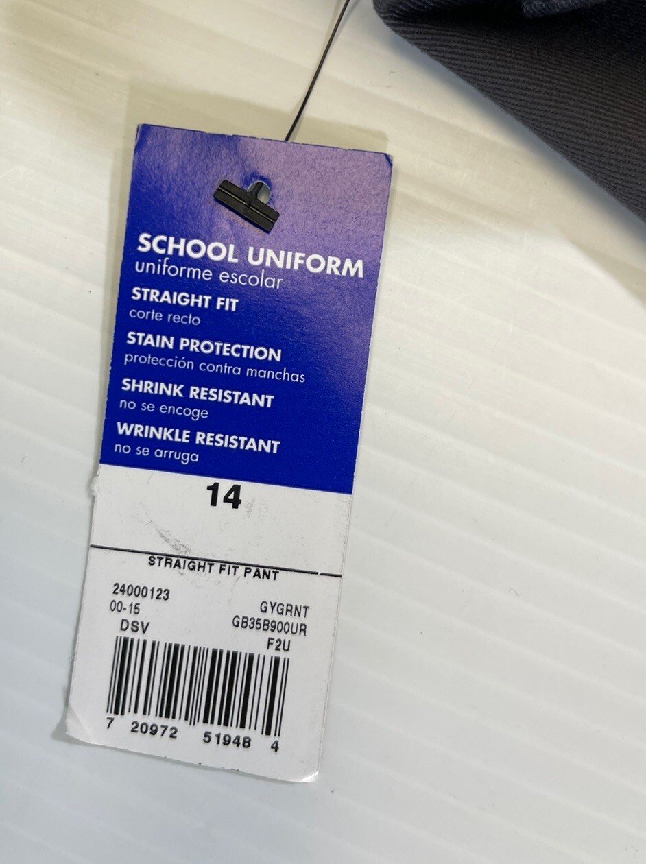 George Boys Cotton Blend Granite Gray Straight Fit School Uniform Pants 14