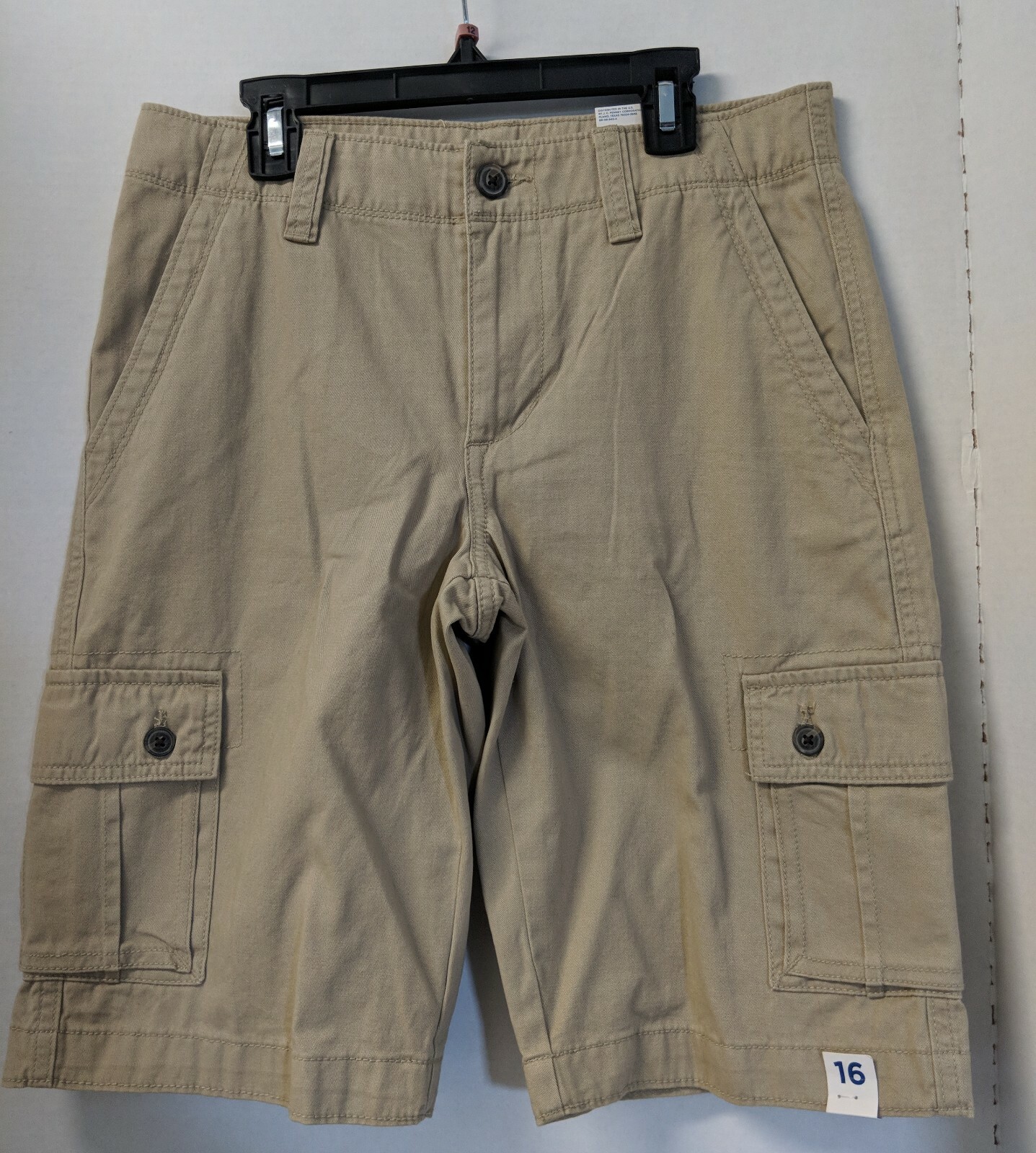 Arizona Khaki Uniform Cargo Shorts Adjustable Kids Boys Size 16 NEW HTF