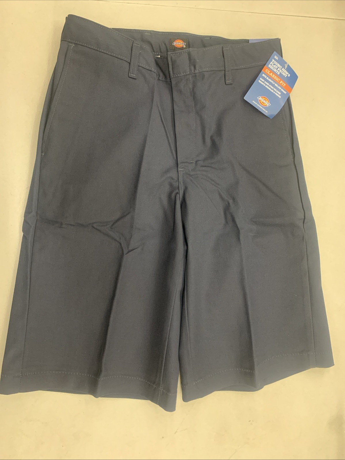 2 Navy Blue Dickies Boys Flat Front Shorts, Classic Fit, Straight Leg, Size 30