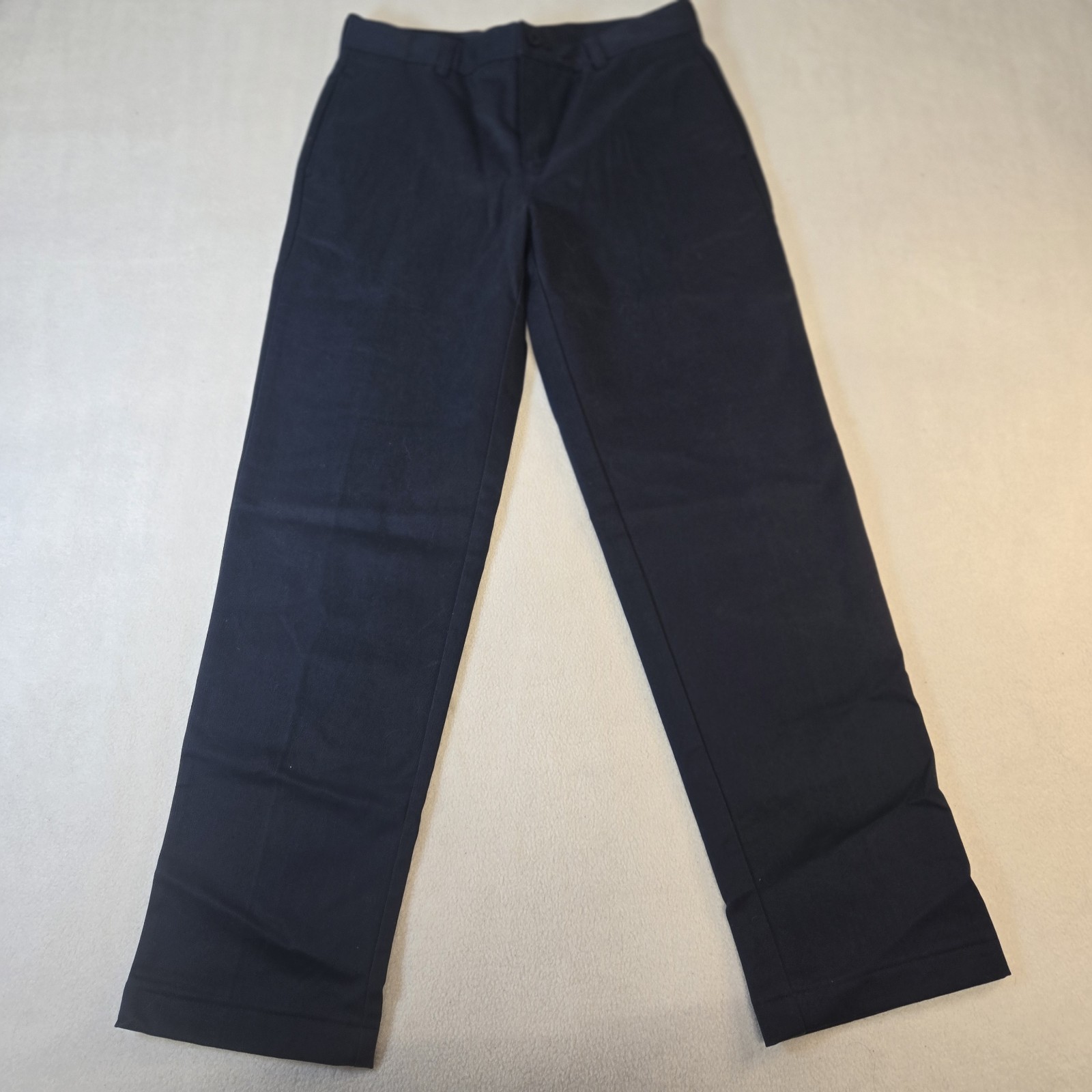 Lands End Dress Navy Blue Pants Boys 12 Husky Chino Uniform Flat Front School