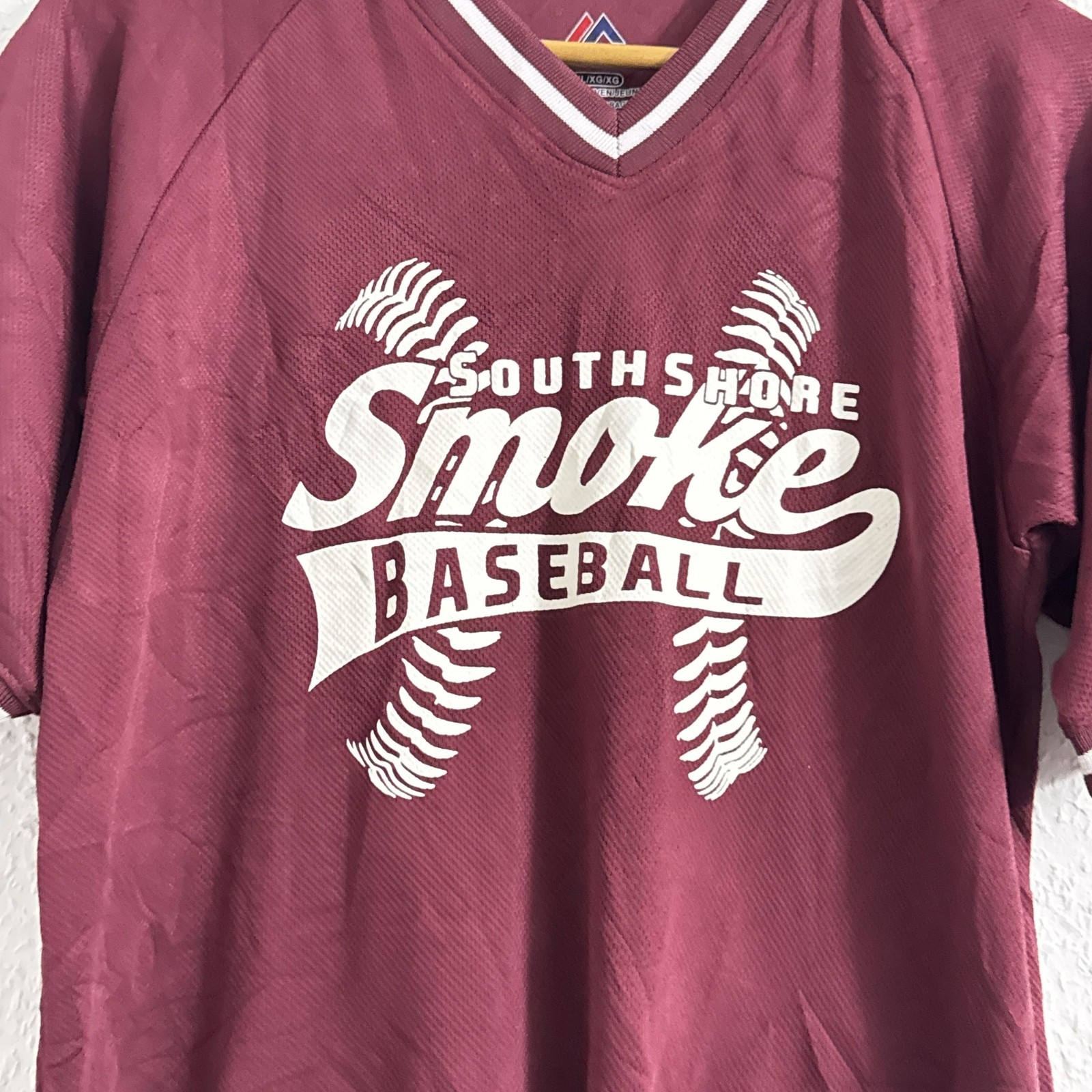 Majestic Burgundy South Shore Smoke Baseball Jersey XL Youth 2665