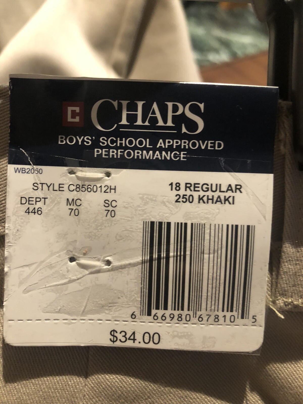 Chaps Boys’ School Approved Performance Khaki Pants Size 18 Reg