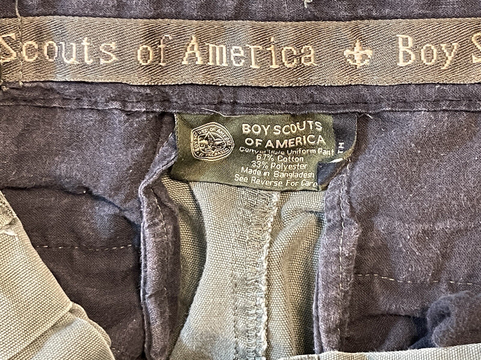 BSA Boy Scouts Of America Green Convertible Short Pants Zp Fly Youth Size 10