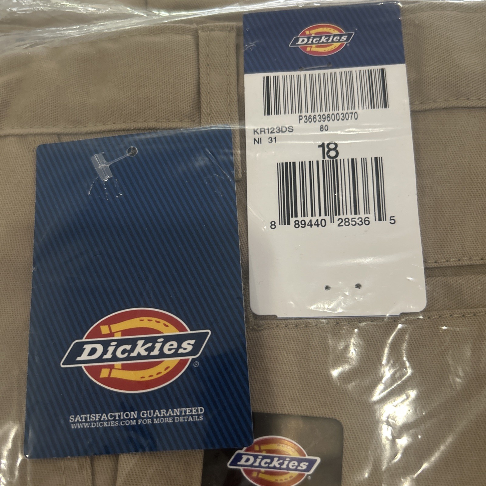 Dickies Boys Flat Front Shorts, Classic Fit, Straight Leg, Size 18