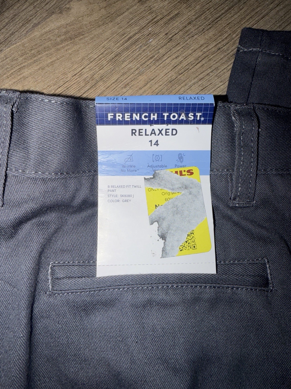 French Toast Boys Uniform Pant Relaxed Fit Size 14 Grey Twill Adjustable