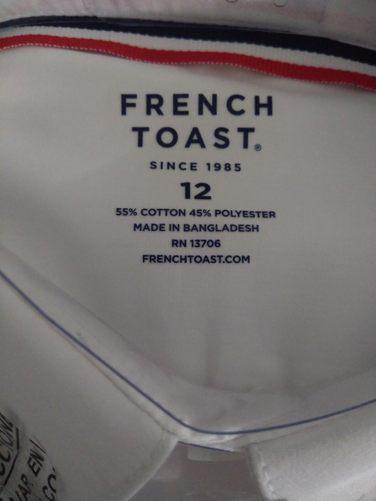 French Toast Big Boys Uniform White Dress Shirt Size 12 NWTS